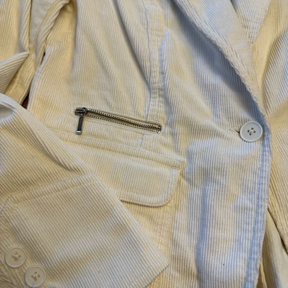 Anne Taylor Loft Corduroy  Blazer Business Casual Minimalist Cream Petite 4